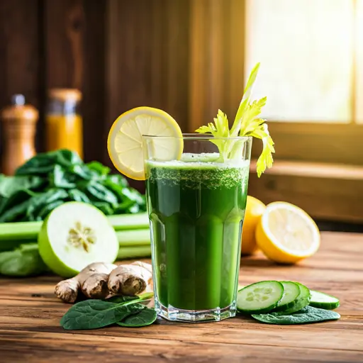 A vibrant green wellness elixir in a glass garnished with cucumber slices and fresh herbs radiating health and vitality Emerald Elixir of Wellness