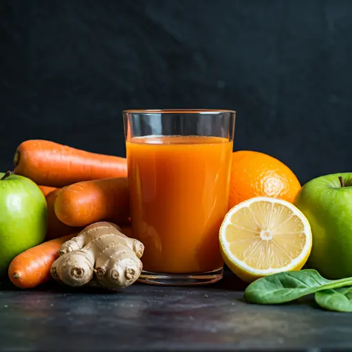 A bright yellow citrus drink in a glass garnished with an orange slice and a sprig of fresh mint radiating sunny vibes and freshness