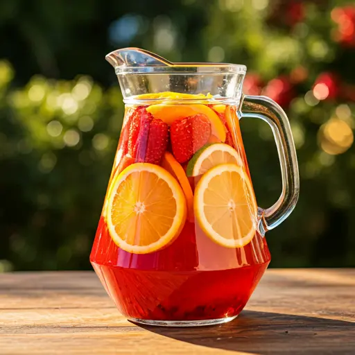 Sparkling Celebration Sangria : A festive sparkling sangria in a glass, filled with colorful fruits and bubbles, exuding celebratory vibes and effervescence.