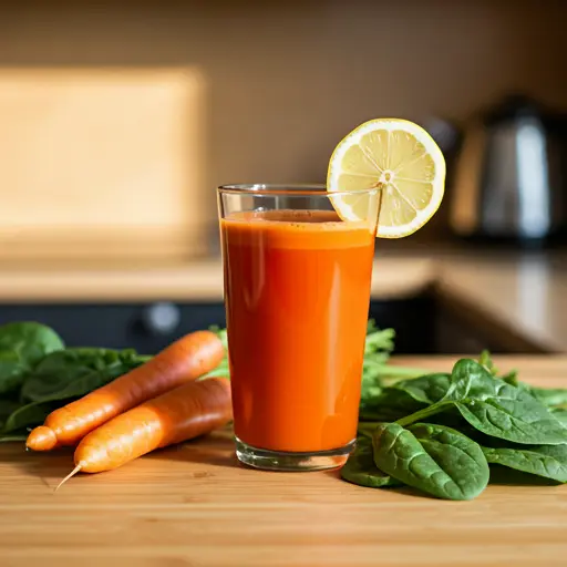 Garden Fresh Vitality Juice : A fresh green juice in a glass, garnished with a cucumber slice and a sprig of parsley, radiating garden-fresh goodness.