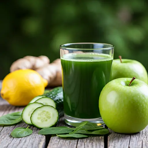 Vibrant Vitality Juice A radiant orange red juice in a glass garnished with a slice of orange and a sprig of mint exuding vibrant and revitalizing energy