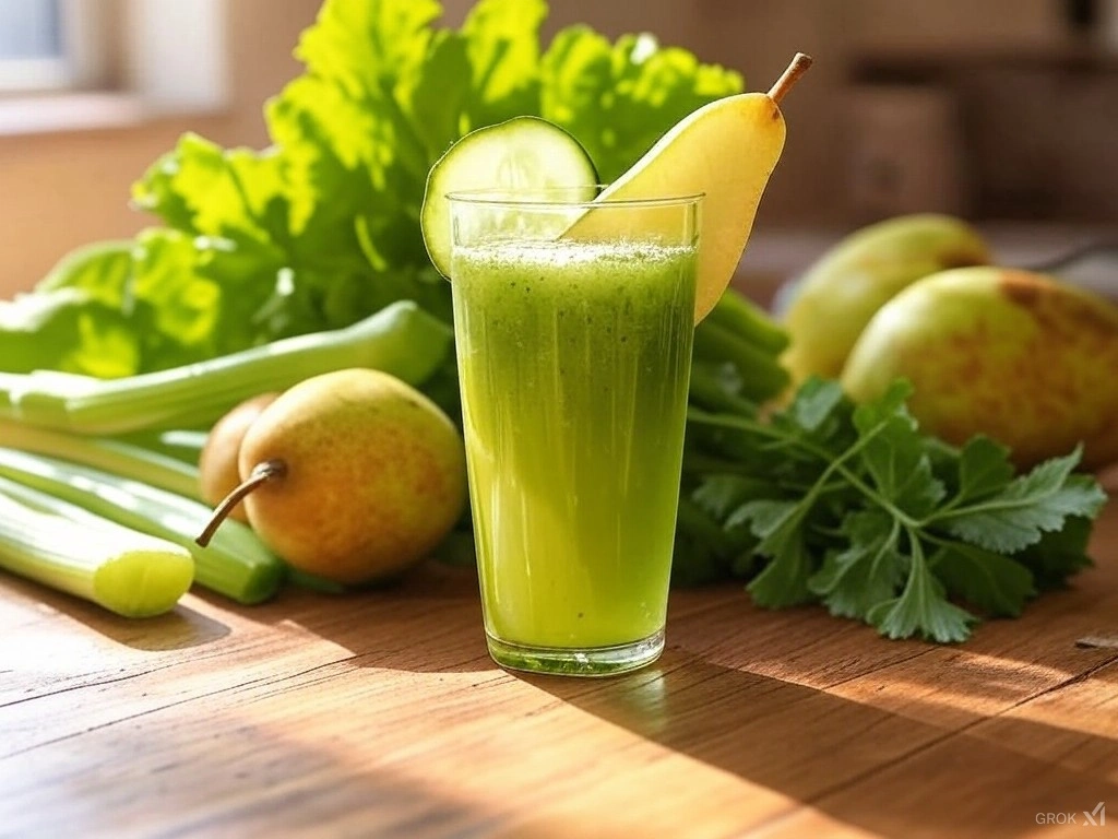 Seasonal Celery Cucumber Pear Green Juice: The Easy Way